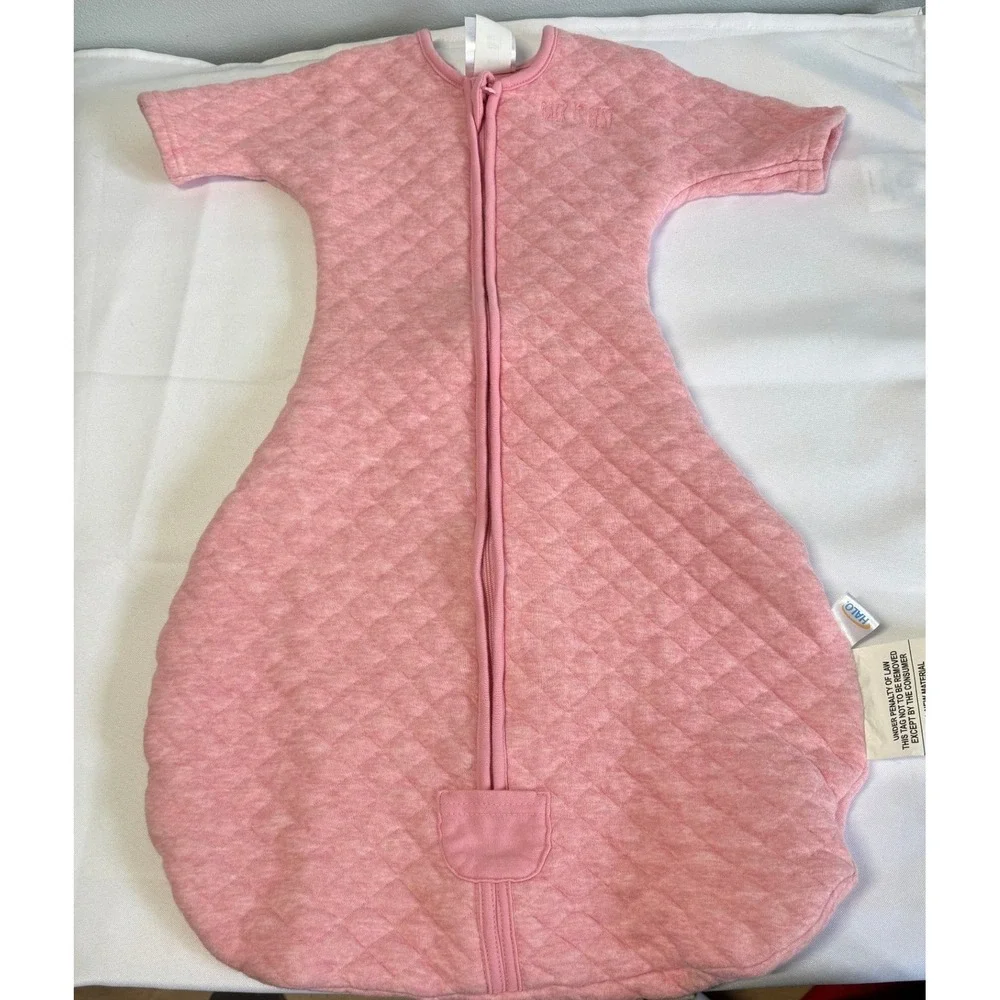 HALO Girl Cotton SleepSack Swaddle Small 3/6 Pink Quilted Short Sleeve Soft Cozy